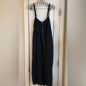Urban Outfitters Women’s Black Button-Down Crop Wide Leg Jumpsuit Size S/P